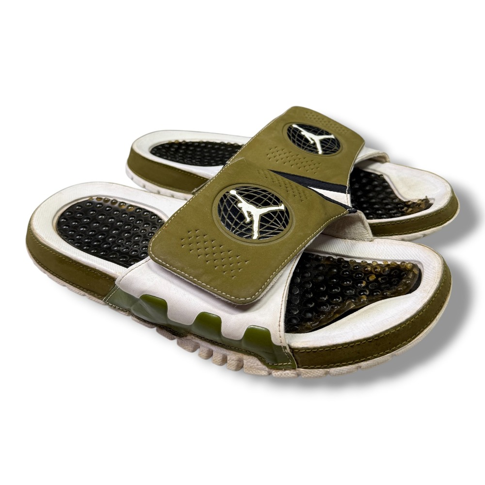 Nike Air Jordan Hydro 9 Retro Slides Military Green White 768936-303 Mens 10